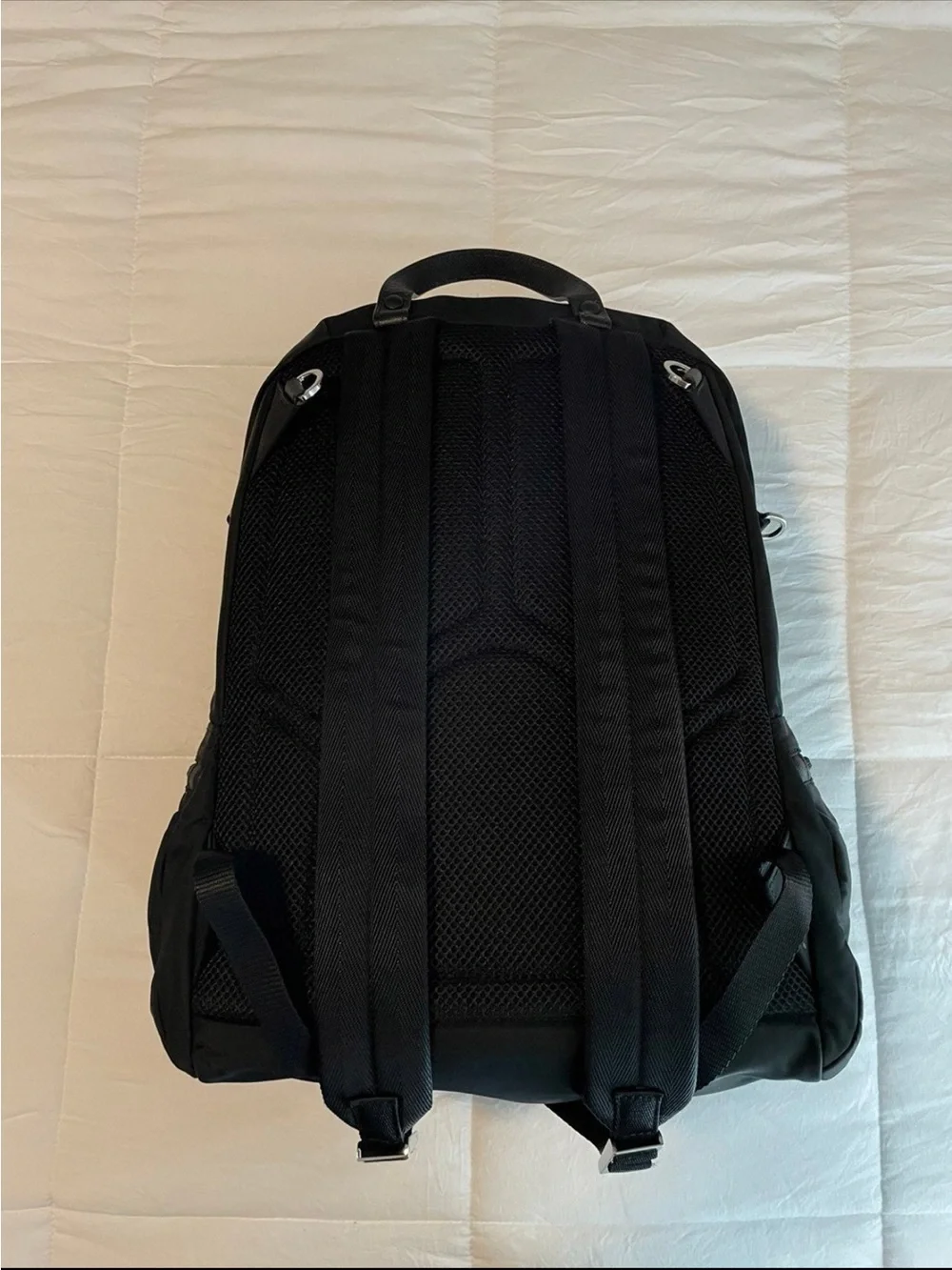 Prada Black Nylon Backpack with Triangular Logo Patch